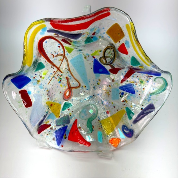 Handblown Studio Art Fused Glass Bowl - Picture 2 of 9